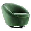 Maklaine Performance Velvet Swivel Chair in Black/Emerald Green