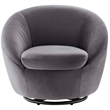 Maklaine Contemporary Performance Velvet Swivel Chair in Black/Gray