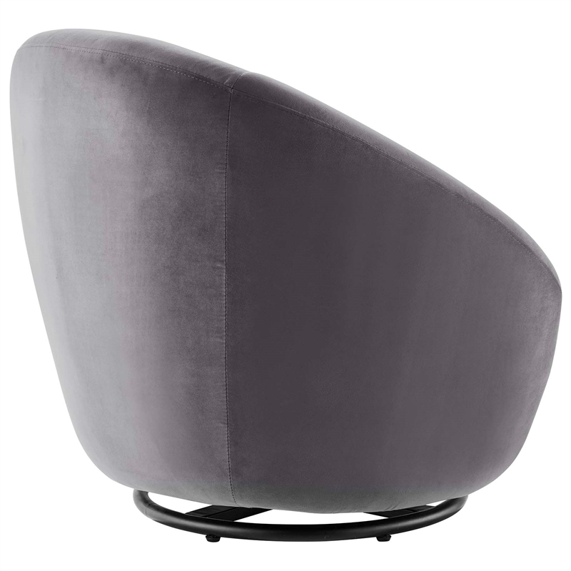 Maklaine Contemporary Performance Velvet Swivel Chair in Black/Gray