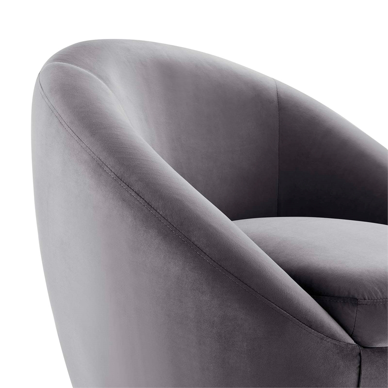 Maklaine Contemporary Performance Velvet Swivel Chair in Black/Gray