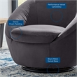 Maklaine Contemporary Performance Velvet Swivel Chair in Black/Gray