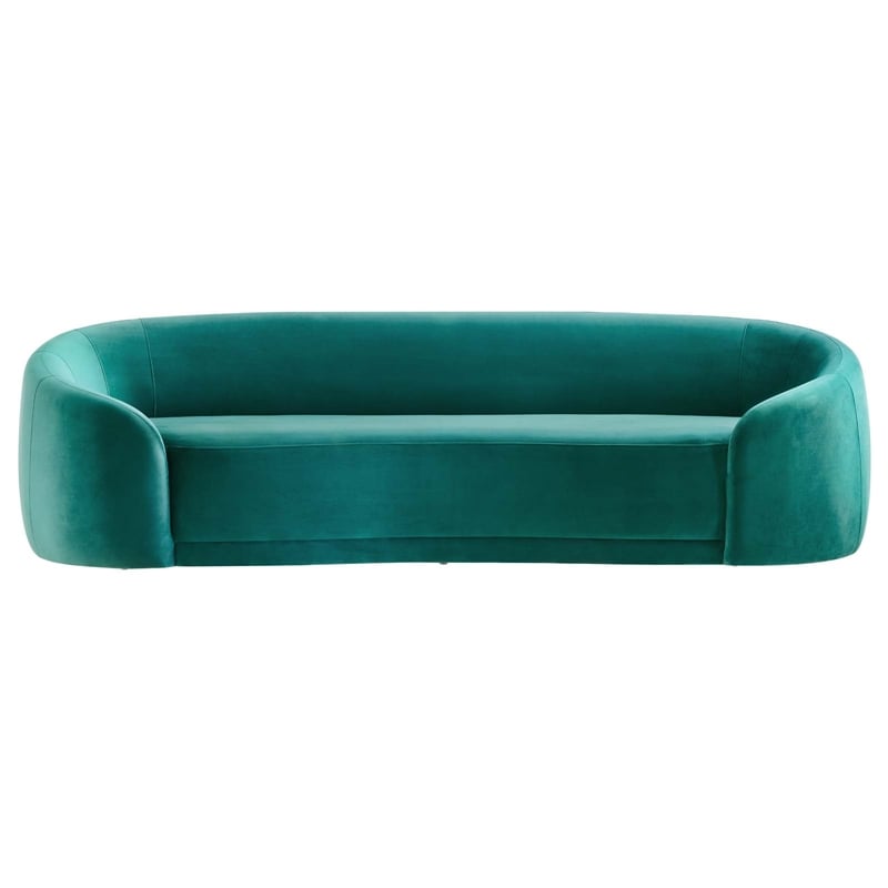 Maklaine Contemporary Performance Velvet & Foam Sofa in Teal Blue