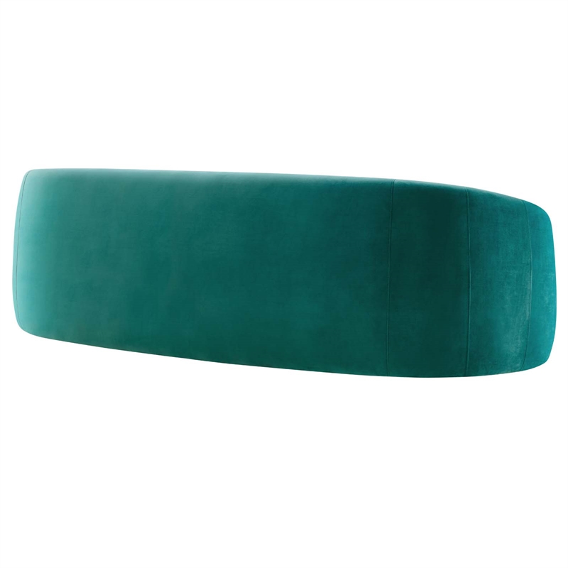 Maklaine Contemporary Performance Velvet & Foam Sofa in Teal Blue