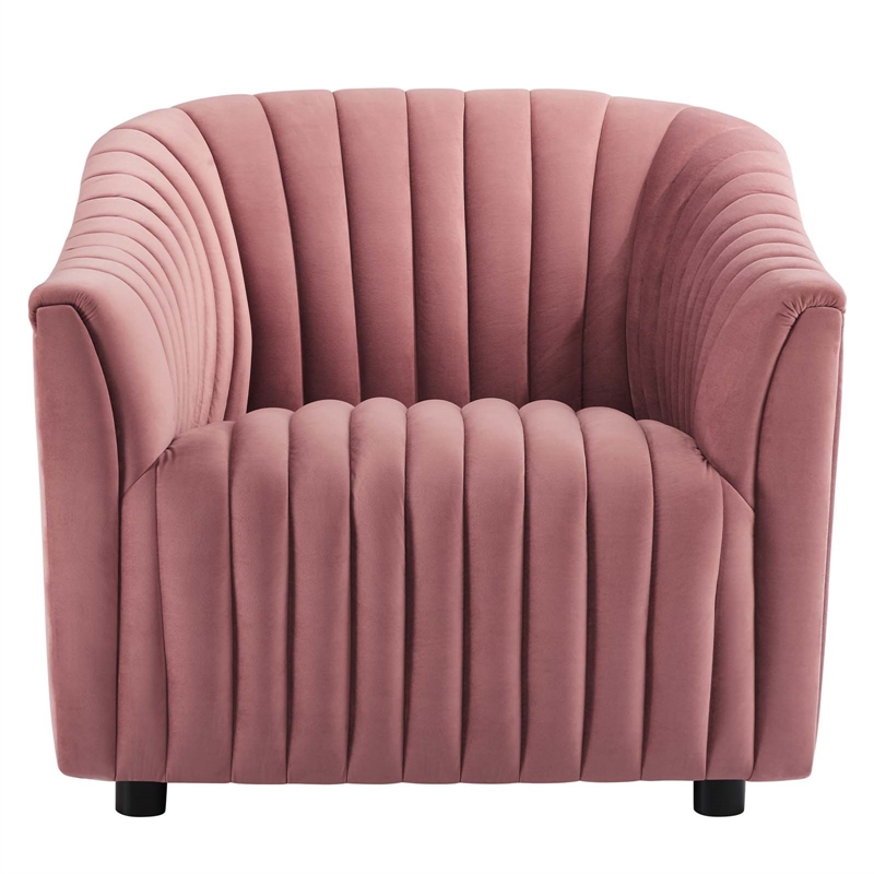 Maklaine Modern Performance Velvet Tufted Armchair in Dusty Rose Pink