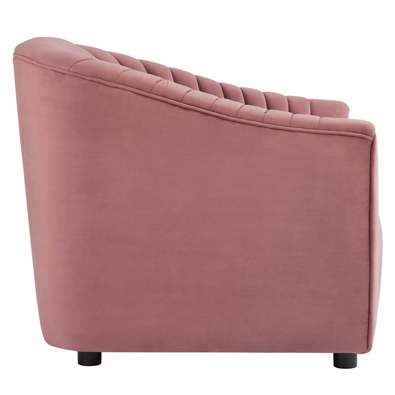 Maklaine Modern Performance Velvet Tufted Armchair in Dusty Rose Pink