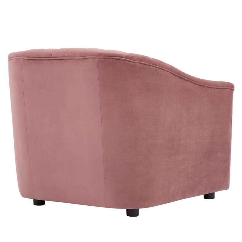 Maklaine Modern Performance Velvet Tufted Armchair in Dusty Rose Pink