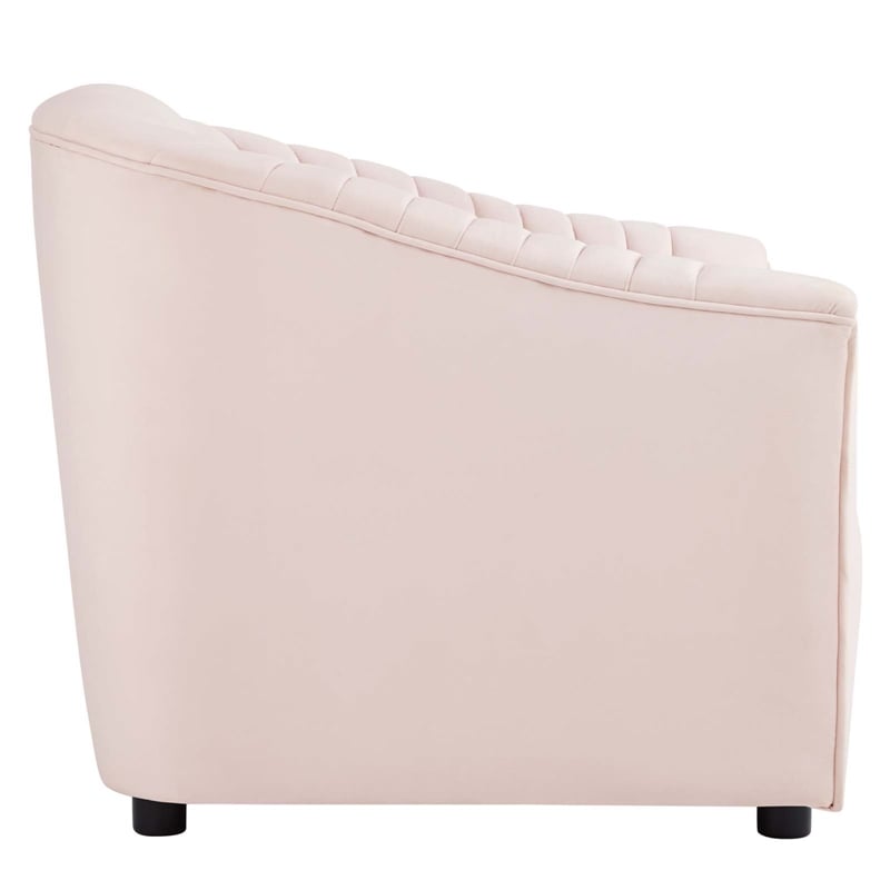 Maklaine Contemporary Performance Velvet Tufted Armchair in Pink