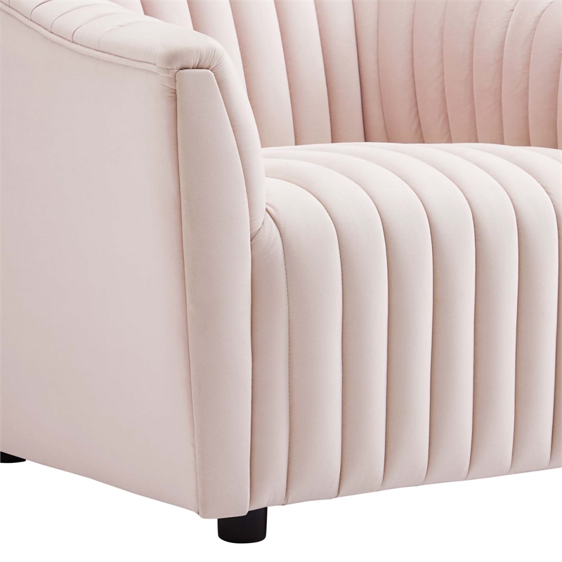 Maklaine Contemporary Performance Velvet Tufted Armchair in Pink
