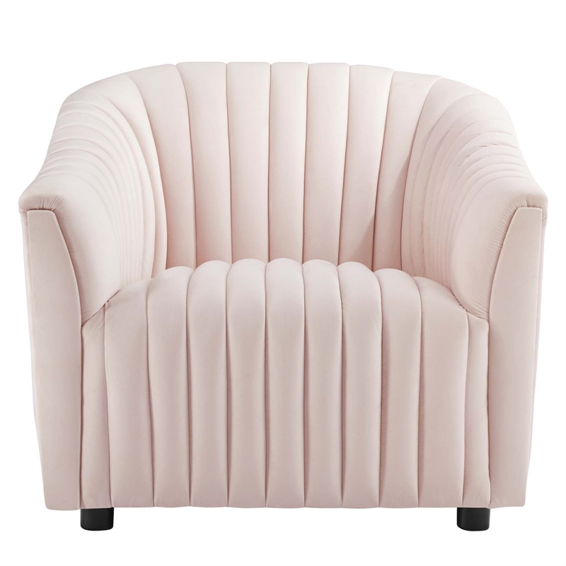 Maklaine Contemporary Performance Velvet Tufted Armchair in Pink