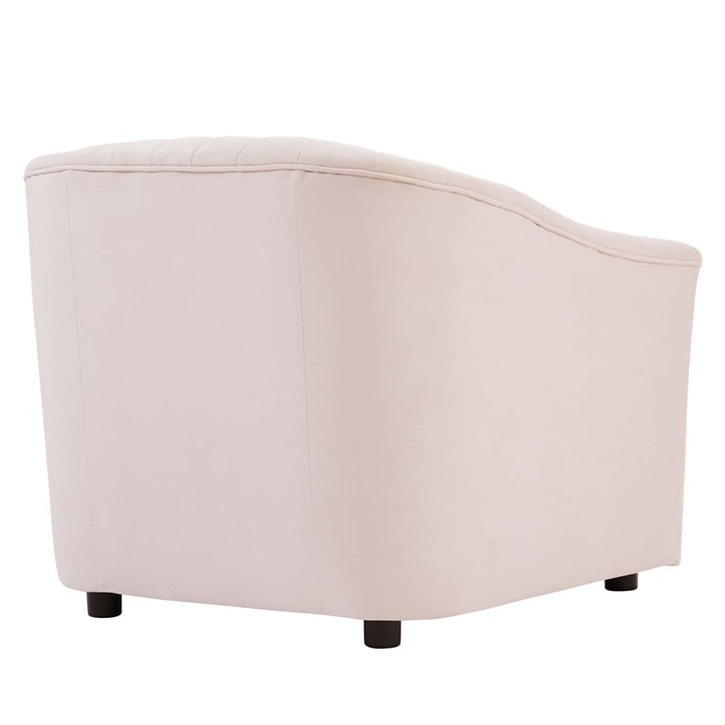 Maklaine Contemporary Performance Velvet Tufted Armchair in Pink