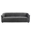 Maklaine Modern Performance Velvet Channel Tufted Sofa in Charcoal