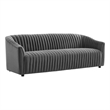 Maklaine Modern Performance Velvet Channel Tufted Sofa in Charcoal
