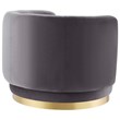 Maklaine Upholstered Performance Velvet Swivel Chair in Gold/Gray