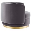 Maklaine Upholstered Performance Velvet Swivel Chair in Gold/Gray