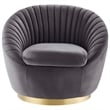 Maklaine Upholstered Performance Velvet Swivel Chair in Gold/Gray