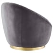 Maklaine Upholstered Performance Velvet Swivel Chair in Gold/Gray