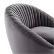 Maklaine Upholstered Performance Velvet Swivel Chair in Gold/Gray