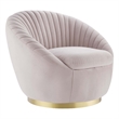 Maklaine Upholstered Performance Velvet Swivel Chair in Gold/Pink