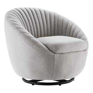 Maklaine Upholstered Fabric Swivel Chair in Black/Light Gray
