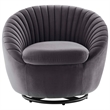 Maklaine Tufted Performance Velvet Swivel Chair in Black/Gray