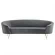 Maklaine Modern Performance Velvet Upholstered Sofa in Gray/Gold