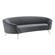 Maklaine Modern Performance Velvet Upholstered Sofa in Gray/Gold