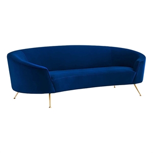 Maklaine Modern Performance Velvet Upholstered Sofa in Navy/Gold