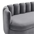 Maklaine Contemporary Tufted Performance Velvet Sofa in Gray/Gold