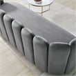Maklaine Contemporary Tufted Performance Velvet Sofa in Gray/Gold