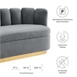 Maklaine Contemporary Tufted Performance Velvet Sofa in Gray/Gold