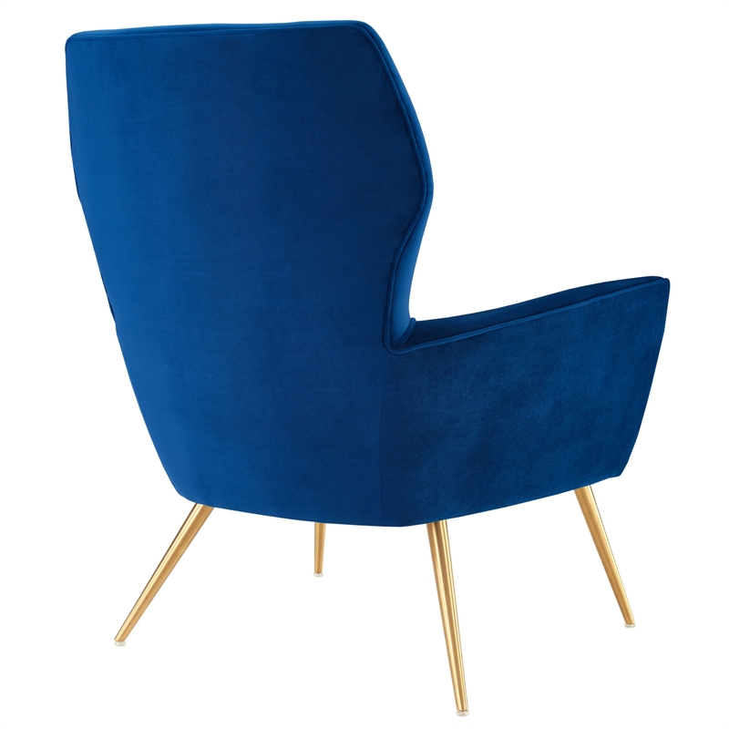 Maklaine Modern Tufted Performance Velvet Armchair in Navy/Gold