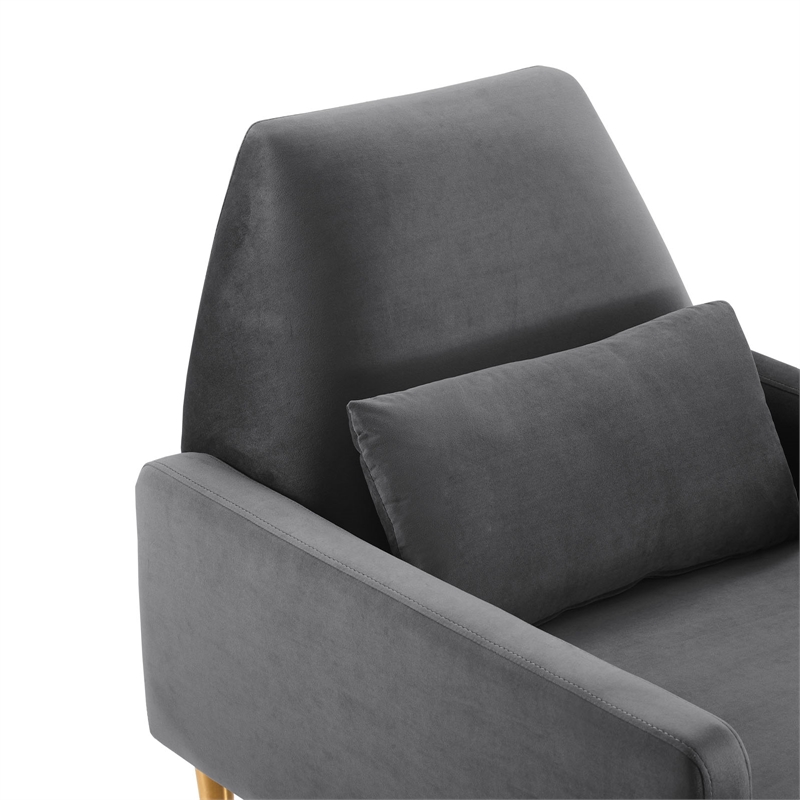 Maklaine Modern Performance Velvet Armchair in Charcoal/Gold