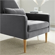 Maklaine Modern Performance Velvet Armchair in Charcoal/Gold