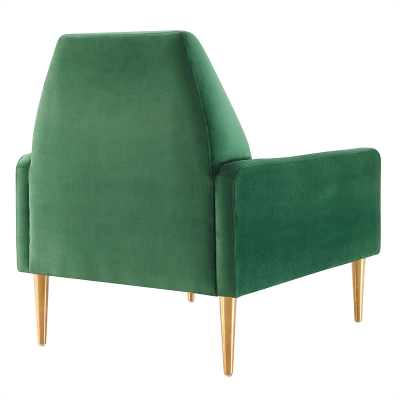 Maklaine Modern Performance Velvet Armchair in Emerald Green/Gold