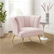 Maklaine Modern Channel Tufted Performance Velvet Armchair in Pink