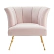 Maklaine Modern Channel Tufted Performance Velvet Armchair in Pink