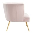 Maklaine Modern Channel Tufted Performance Velvet Armchair in Pink