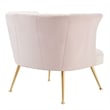 Maklaine Modern Channel Tufted Performance Velvet Armchair in Pink