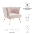 Maklaine Modern Channel Tufted Performance Velvet Armchair in Pink