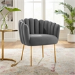 Maklaine Modern Channel Tufted Performance Velvet Armchair in Gray/Gold