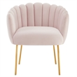 Maklaine Modern Channel Tufted Performance Velvet Armchair in Pink/Gold