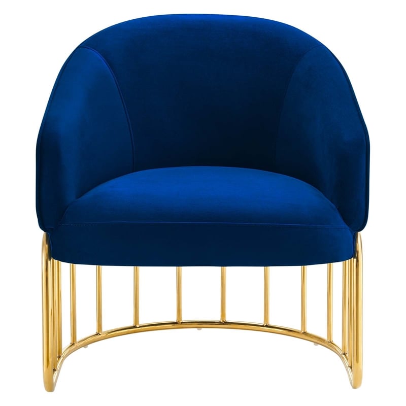 Maklaine Contemporary Performance Velvet Armchair in Navy Blue