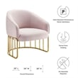 Maklaine Contemporary Performance Velvet Armchair in Pink/Gold