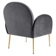 Maklaine Contemporary Performance Velvet Armchair in Gray/Gold