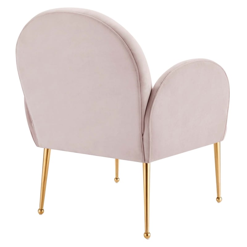 Maklaine Contemporary Performance Velvet Armchair in Pink/Gold