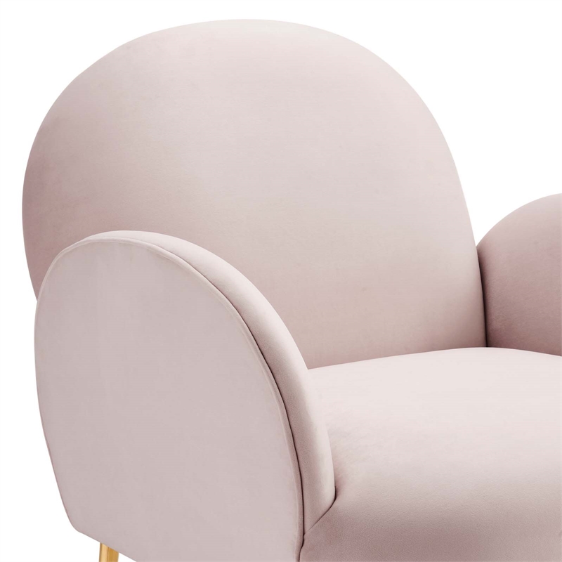 Maklaine Contemporary Performance Velvet Armchair in Pink/Gold