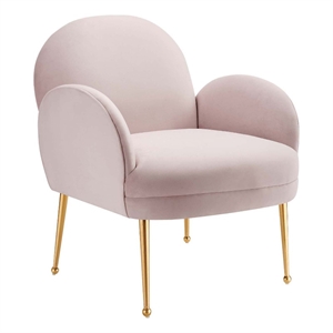 Maklaine Contemporary Performance Velvet Armchair in Pink/Gold