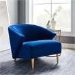 Maklaine Contemporary Performance Velvet Armchair in Navy Blue