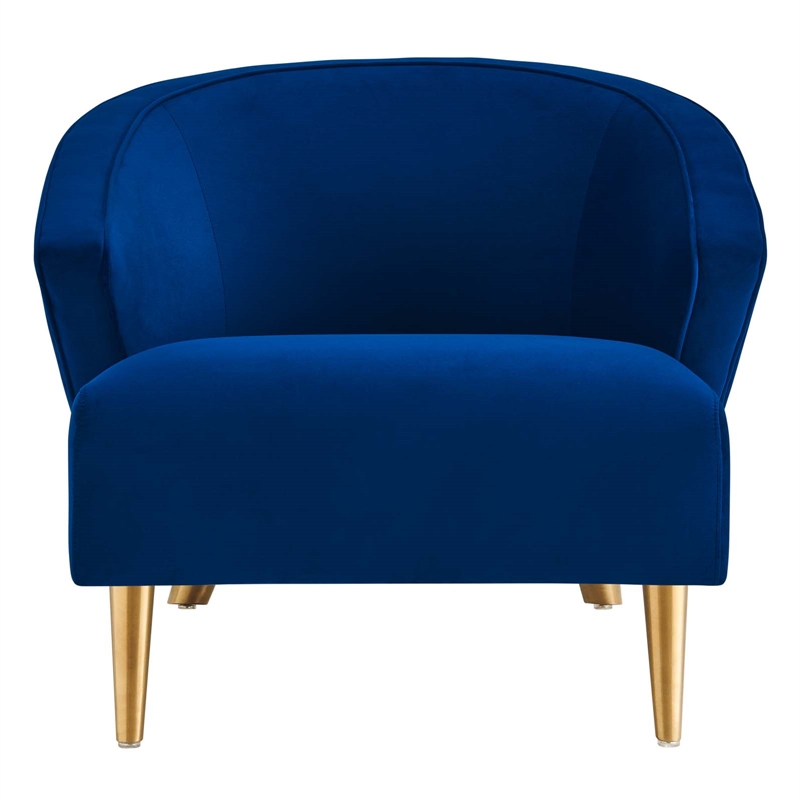 Maklaine Contemporary Performance Velvet Armchair in Navy Blue
