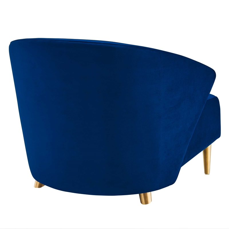 Maklaine Contemporary Performance Velvet Armchair in Navy Blue